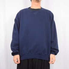 画像2: 90's RUSSELL ATHLETIC USA製 前V 無地スウェット NAVY XXL (2)