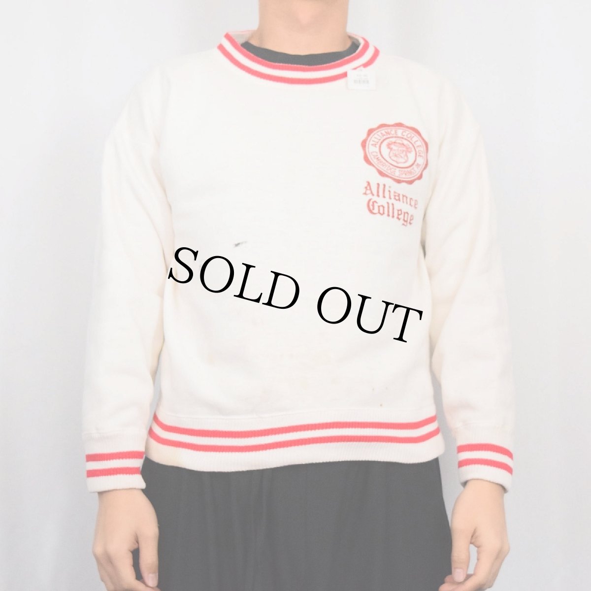 画像2: 60's Champion 大文字ランタグ "Alliance College" リブボーダー プリントスウェット M (2)