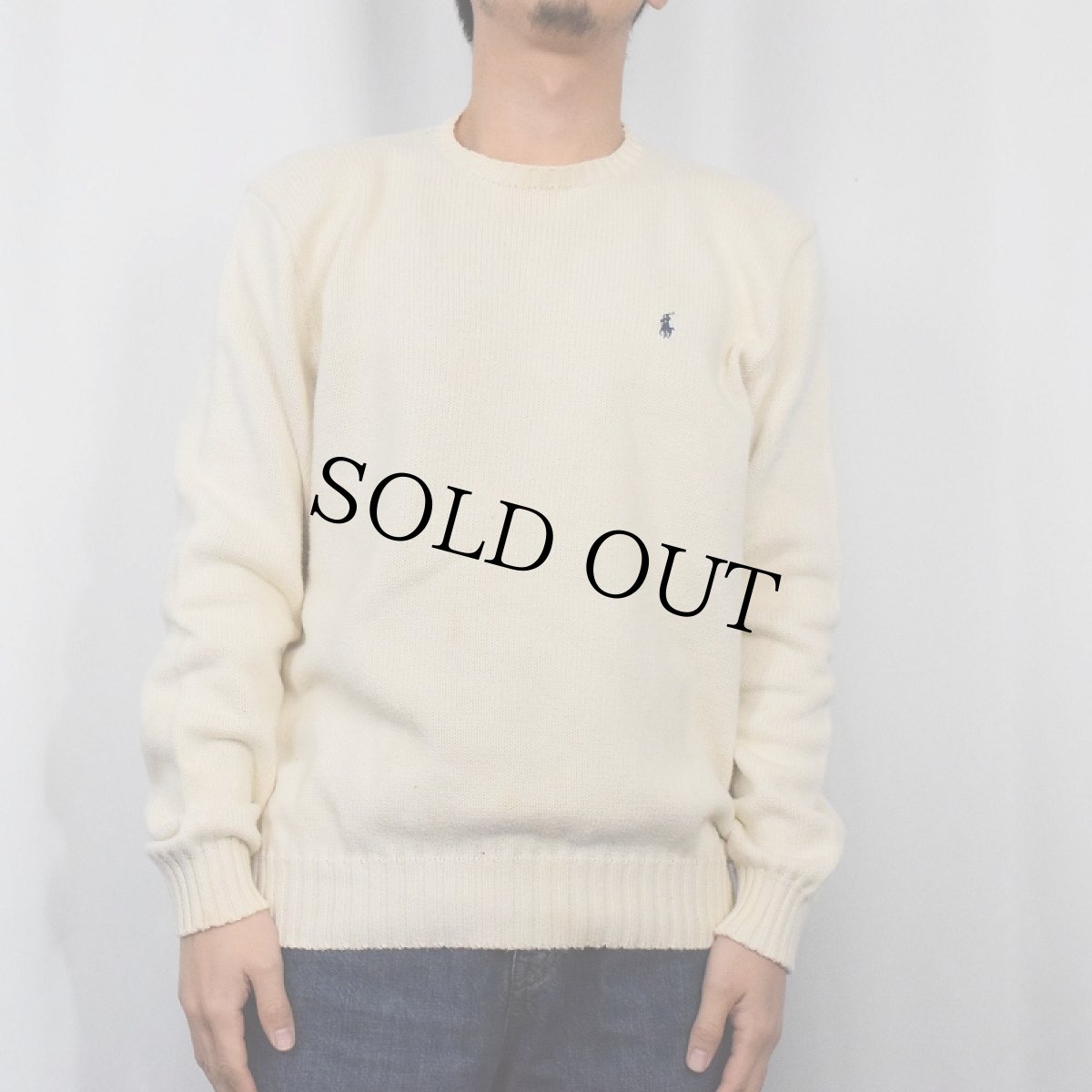 画像2: POLO Ralph Lauren ロゴ刺繍 コットンニットセーター L (2)