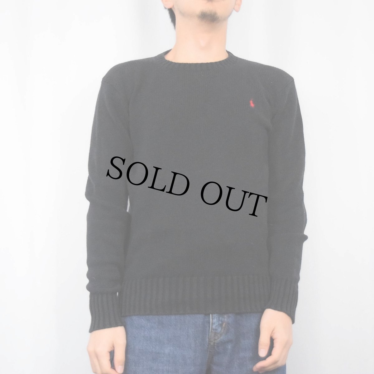 画像2: POLO Ralph Lauren ロゴ刺繍 コットンニットセーター BLACK M (2)