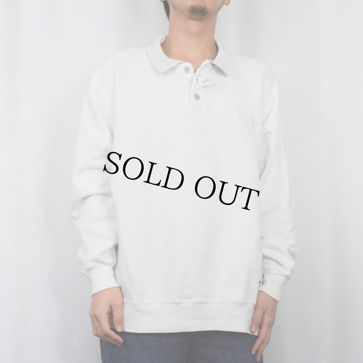 画像2: 90's RUSSELL ATHLETIC USA製 "HIGH COTTON" 刺繍入り スウェットポロシャツ XL (2)