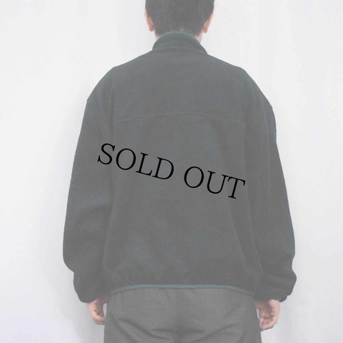 画像3: 90's L.L.Bean 筆記体ロゴ刺繍 フリースプルオーバージャケット GREEN (3)