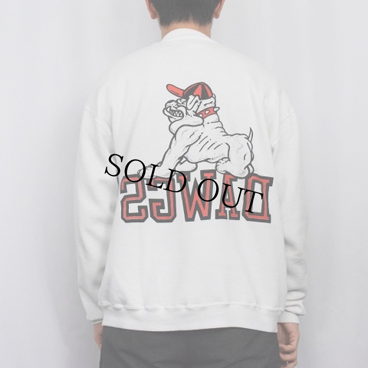 画像3: 80's RUSSELL ATHLETIC USA製 "DAWGS" 前V プリントスウェット XL (3)