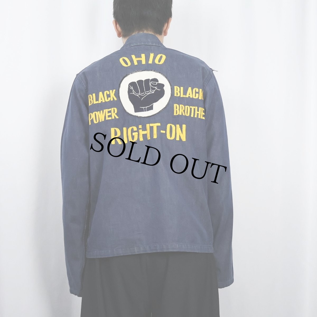 画像4: 60's~ JUNCO OHIO RIGHT-ON "BLACK POWER BLACK BROTHER" VAT-DYE デニムスーベニアジャケット (4)