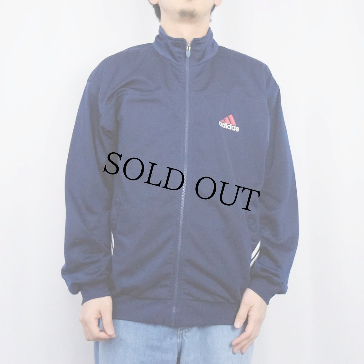 画像2: 90's adidas ロゴ刺繍 トラックジャケット NAVY (2)
