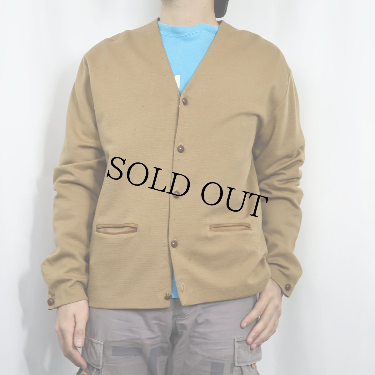 画像2: 60〜70's Coldwell CANADA製 ウールニットカーディガン L (2)