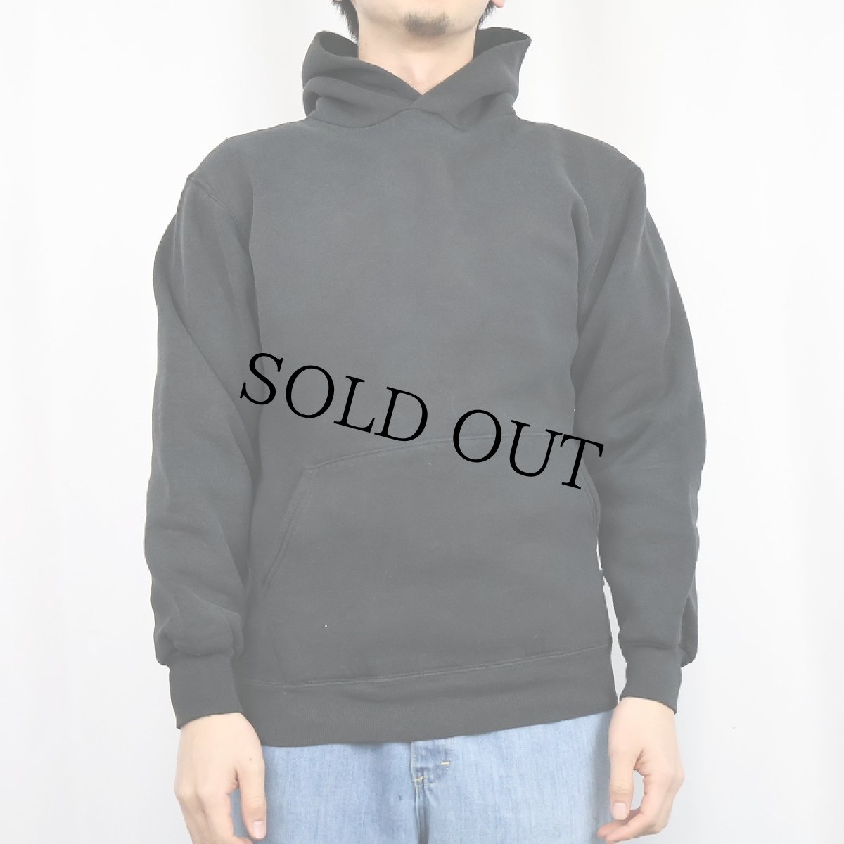 画像2: 90's RUSSELL ATHLETIC USA製 無地スウェットフーディー BLACK M (2)