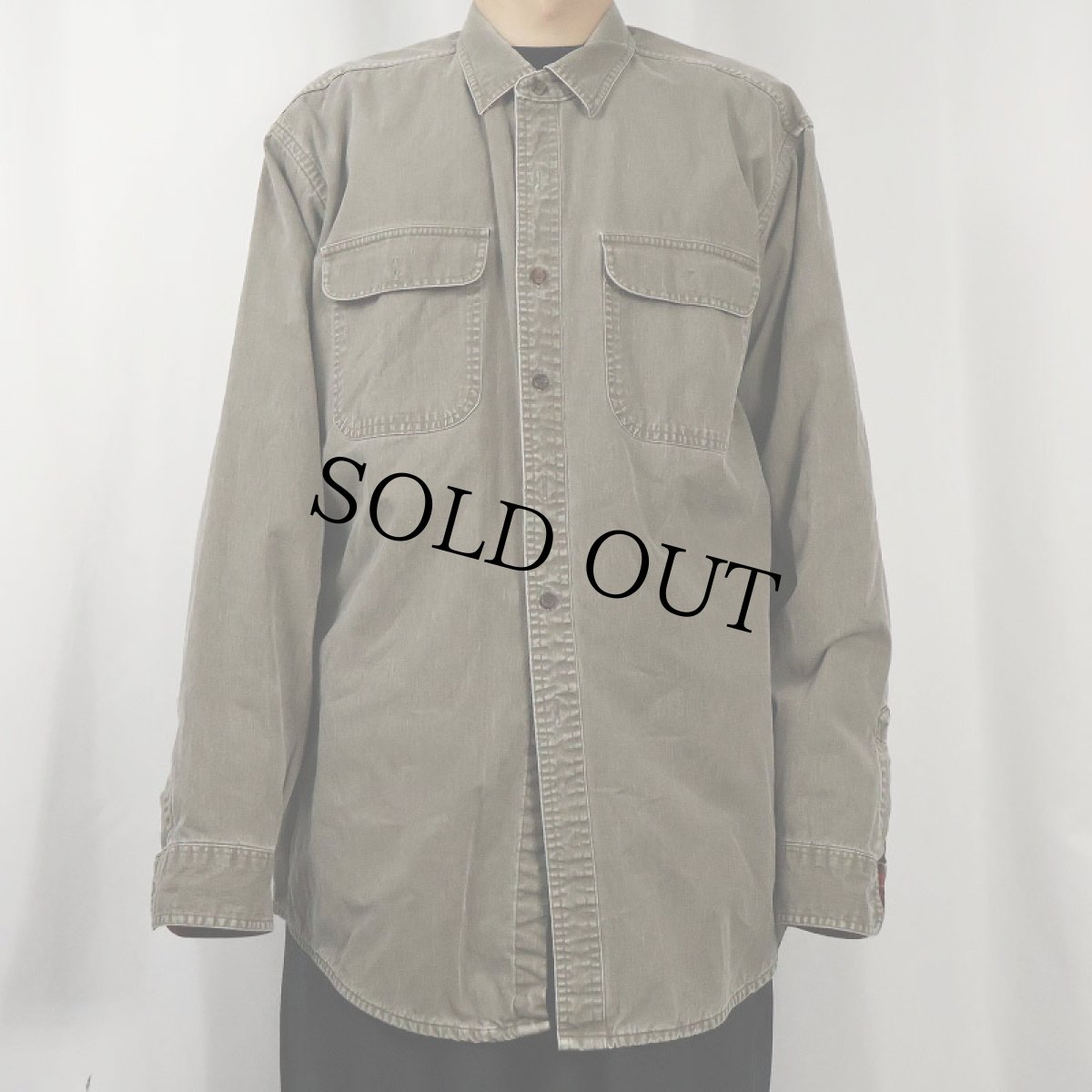 画像2: 80〜90's L.L.Bean USA製 裏地チェック コットンワークシャツ (2)