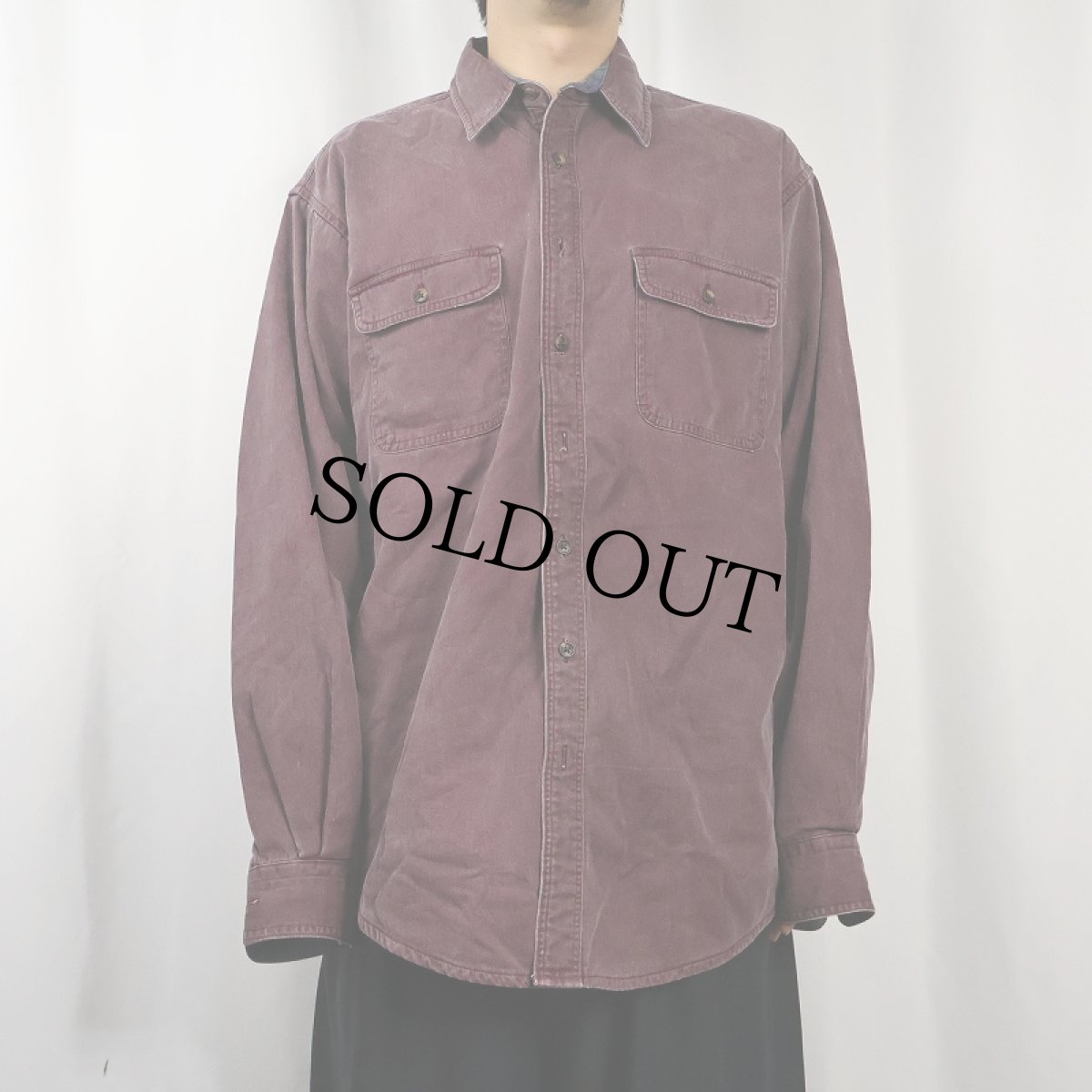 画像2: 80〜90's L.L.Bean USA製 裏地チェック コットンワークシャツ (2)