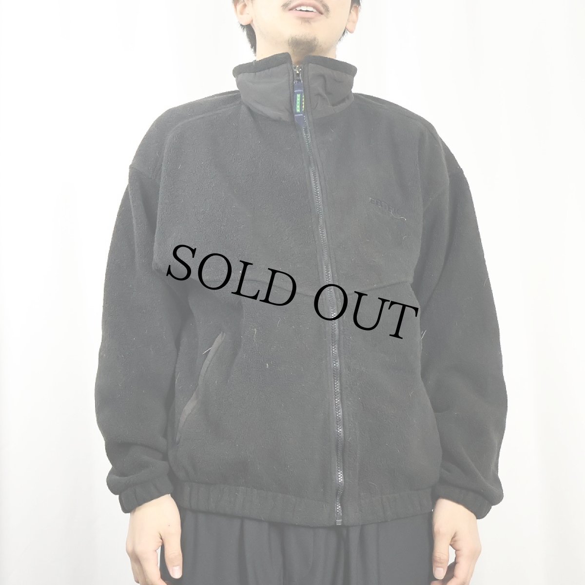 画像2: 90's Eddie Bauer EBTEK USA製 ロゴ刺繍 フリースジップジャケット BLACK S (2)