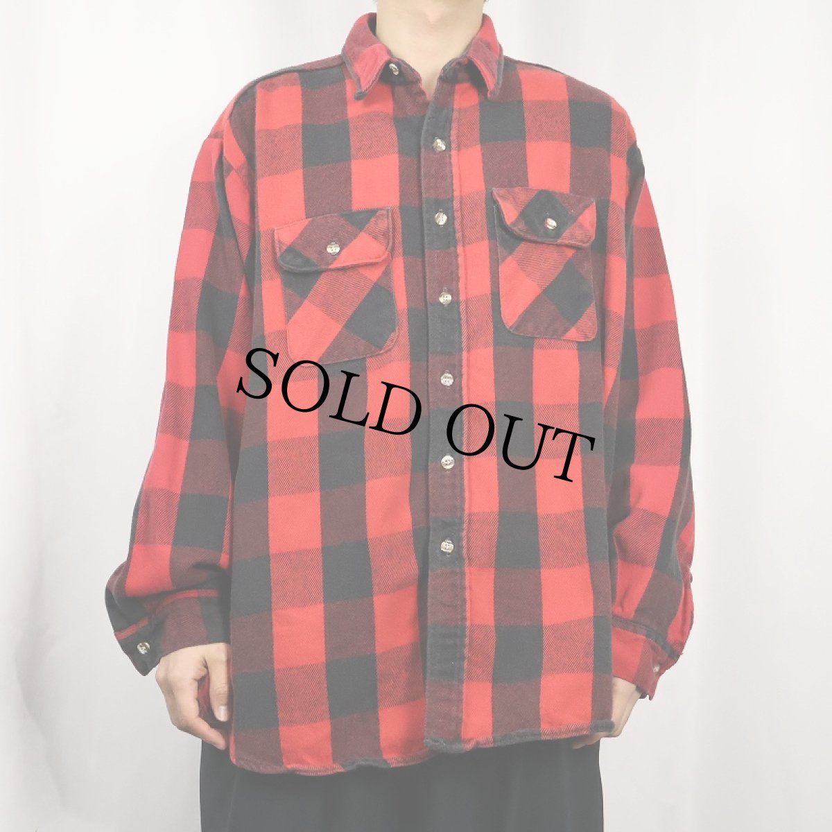画像2: 90's FIVE BROTHERS バッファローチェック柄 ヘビーネルシャツ 2XL (2)