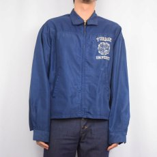 画像2: 60's Champion "PUEDUE" プリントナイロンスイングトップ NAVY L (2)