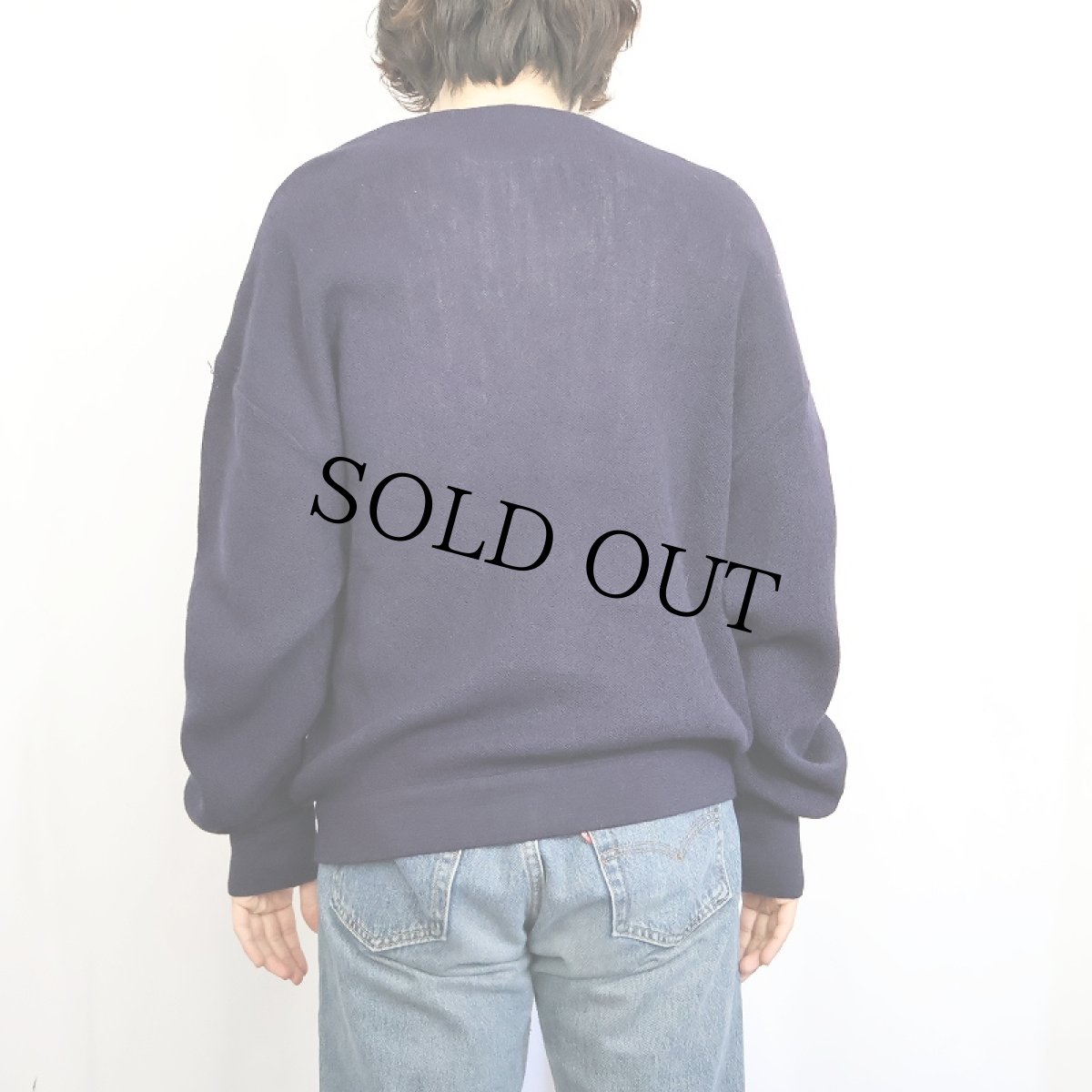 画像3: 70〜80's CHEMISE LACOSTE FRANCE製 ロゴワッペン ウールニットカーディガン NAVY SIZE5 (3)