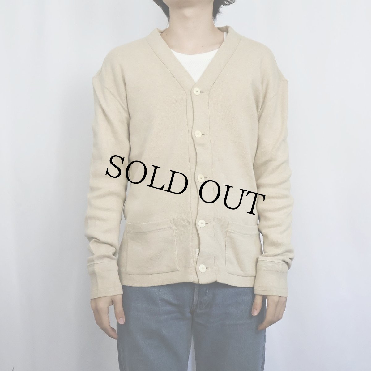 画像2: POLO Ralph Lauren 猫目ボタン コットン×アルパカニットカーディガン M (2)