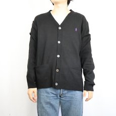 画像2: POLO Ralph Lauren ロゴ刺繍 メリノウールニットカーディガン BLACK XL (2)