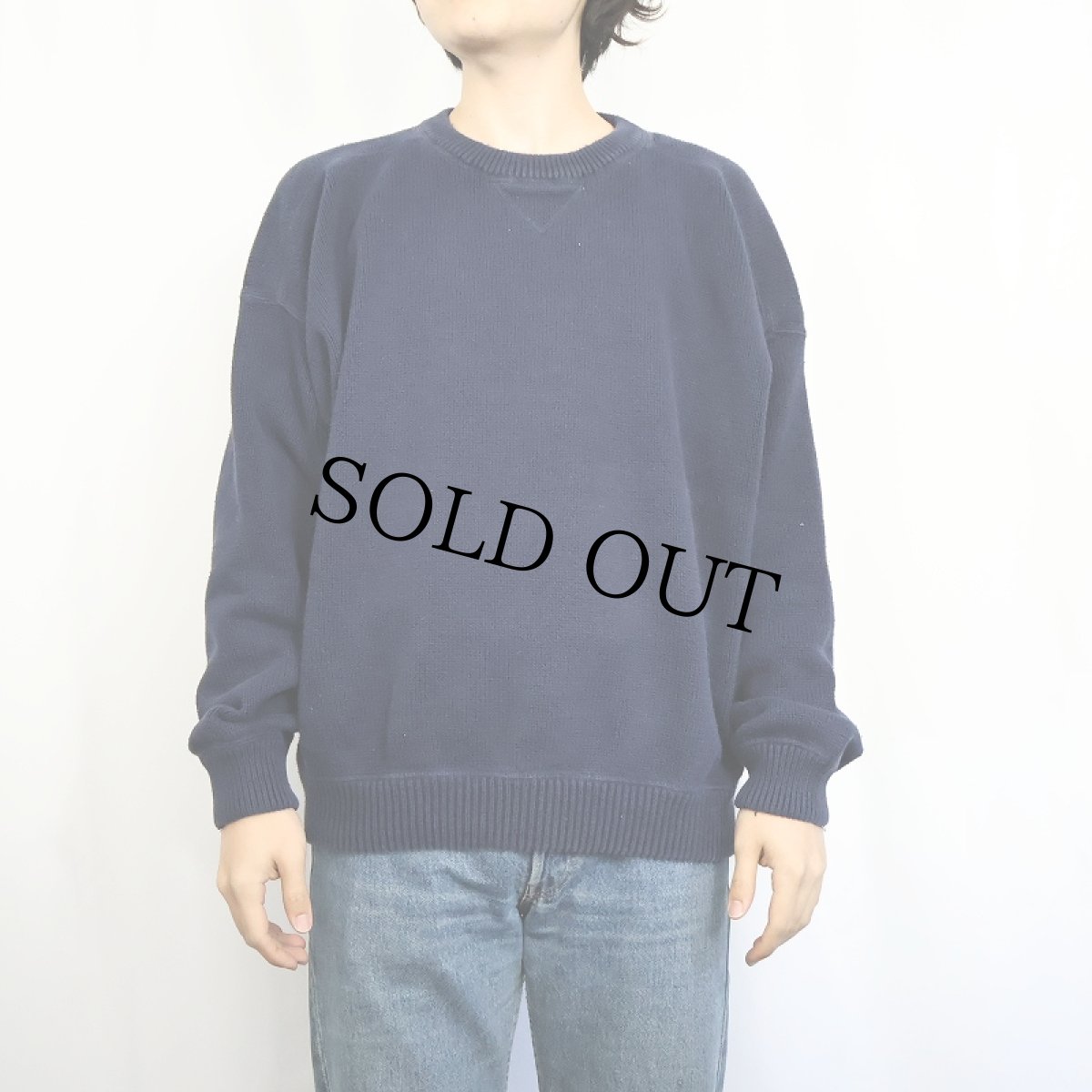 画像2: 80〜90's Eddie Bauer コットンニットセーター NAVY XL (2)