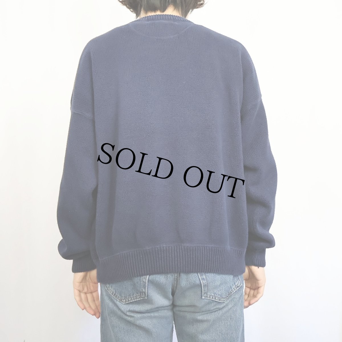 画像3: 80〜90's Eddie Bauer コットンニットセーター NAVY XL (3)