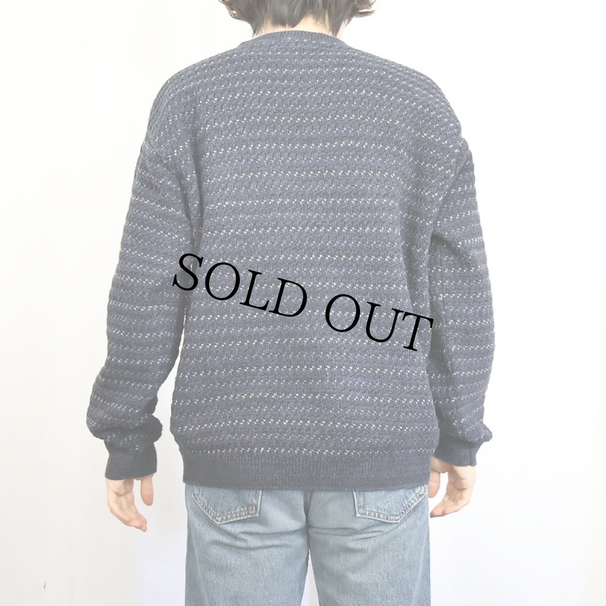 画像3: 90's haggar USA製 バーズアイ柄 コットン×アクリルニットセーター XL (3)