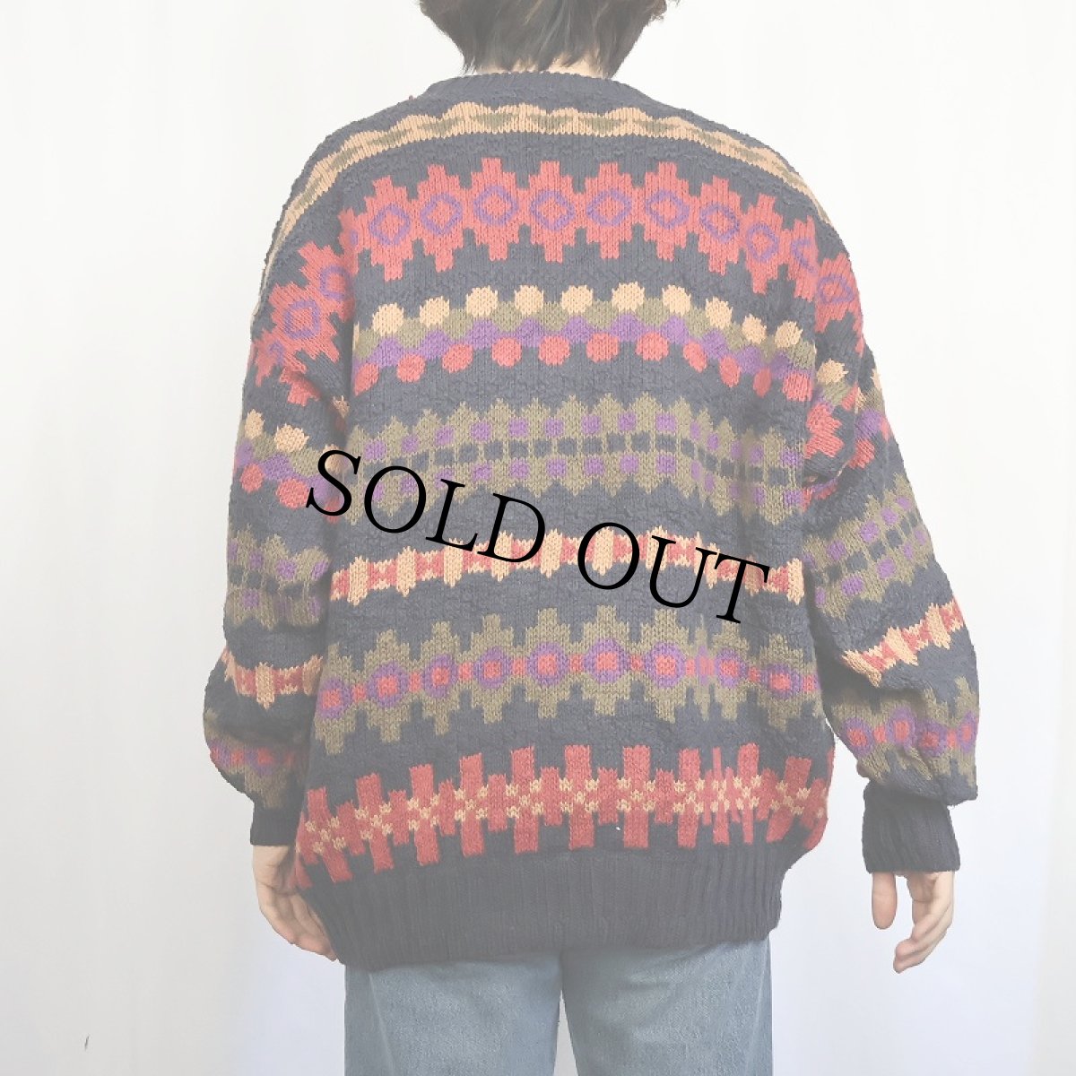 画像3: 80〜90's Woolrich USA製 総柄 コットンニットセーター L (3)