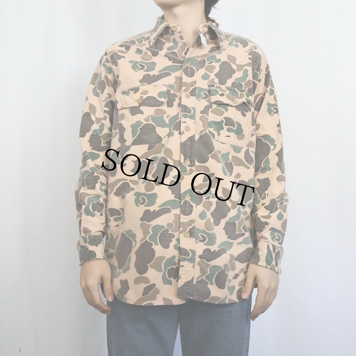 画像2: 70's L.L.Bean ダックハンターカモ柄 ヘビーネルシャツ SIZE15 1/2 (2)