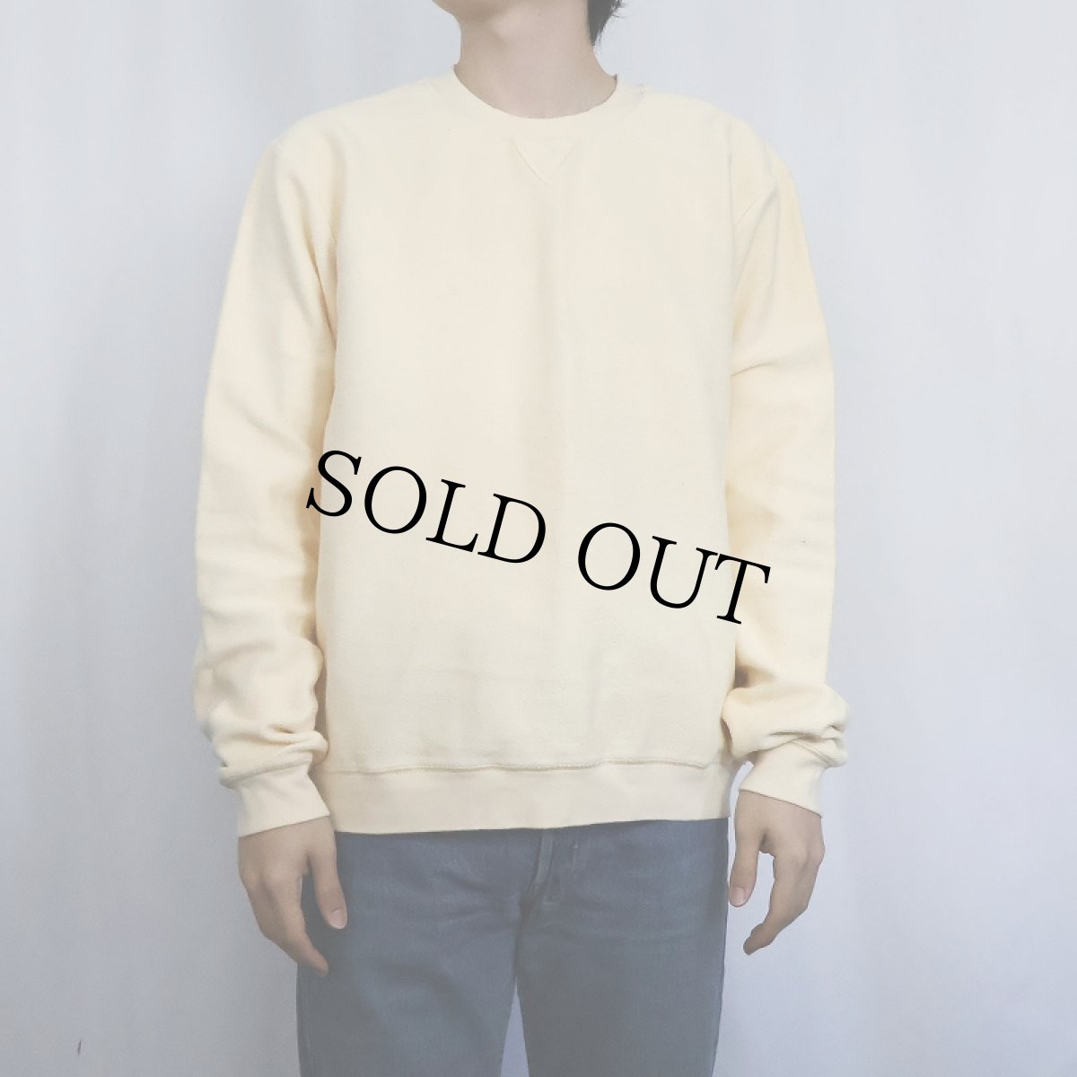 画像2: 90's〜 LANDS' END 前V 鹿の子スウェット M (2)