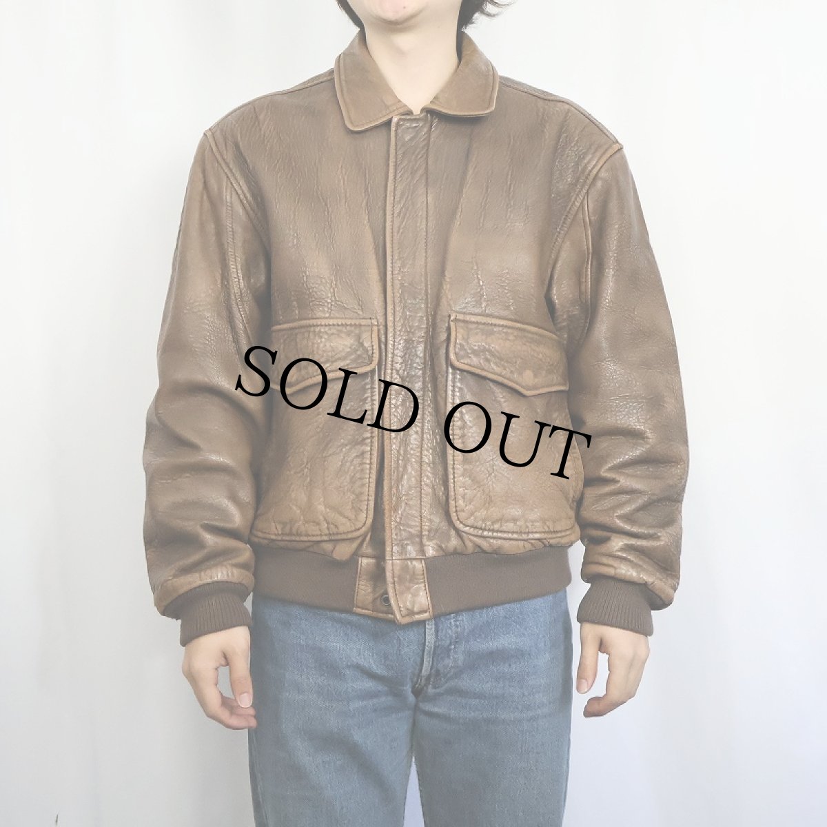 画像2: 80's AEROPOSTALE "A-2 TYPE" レザーフライトジャケット SIZE40 (2)