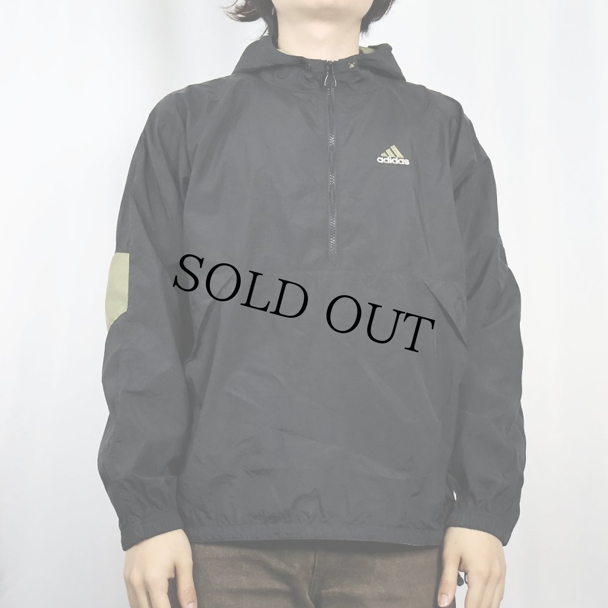 画像3: 90's adidas ロゴ刺繍 ナイロンジップパーカー BLACK M (3)