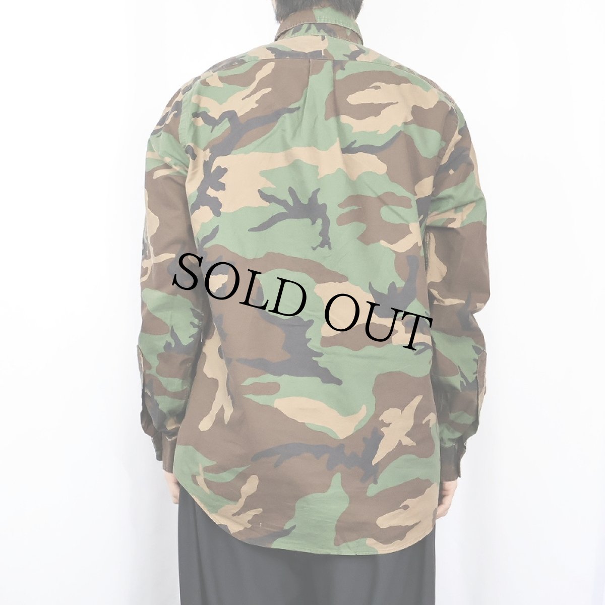 画像3: Ralph Lauren カモ柄 コットンボタンダウンシャツ L (3)