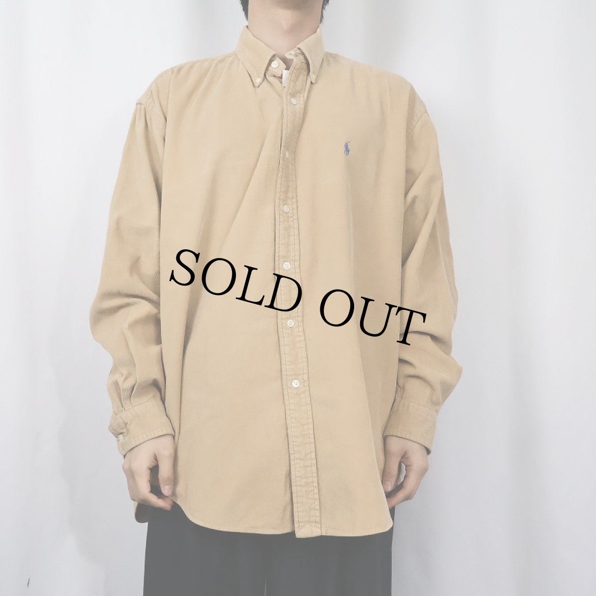 画像2: Ralph Lauren コーデュロイボタンダウンシャツ L (2)