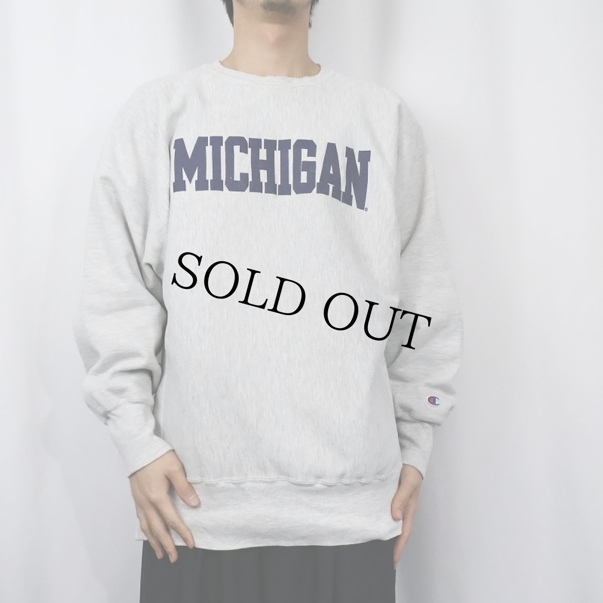画像2: 90's Champion REVERSE WEAVE "MICHIGAN" プリントスウェット XL (2)