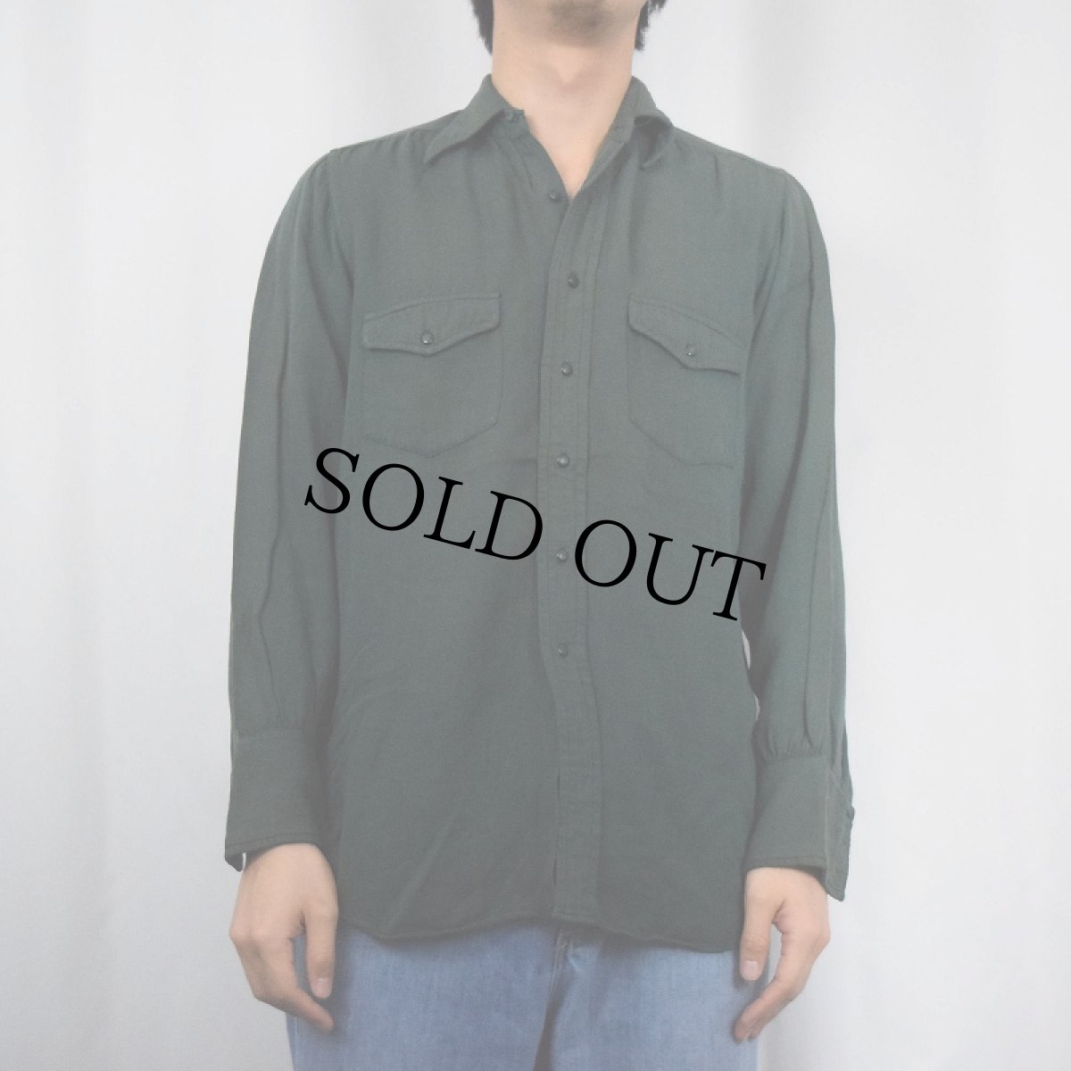 画像2: 40's TOWNCRAFT マチ付き コットン×レーヨンシャツ (2)