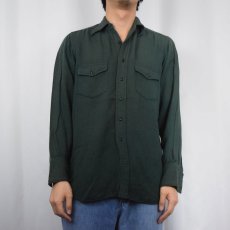 画像2: 40's TOWNCRAFT マチ付き コットン×レーヨンシャツ (2)