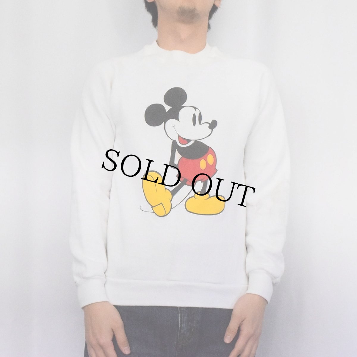 画像2: 80〜90's Disney MICKEY MOUSE USA製 キャラクタープリントラグランスウェット M (2)