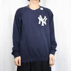 画像2: New York Yankees ロゴプリントスウェット NAVY M (2)