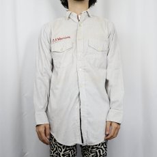 画像2: 60's RIVERSIDE MASTERBILT ストライプ柄 チェーン刺繍 コットンワークシャツ M (2)
