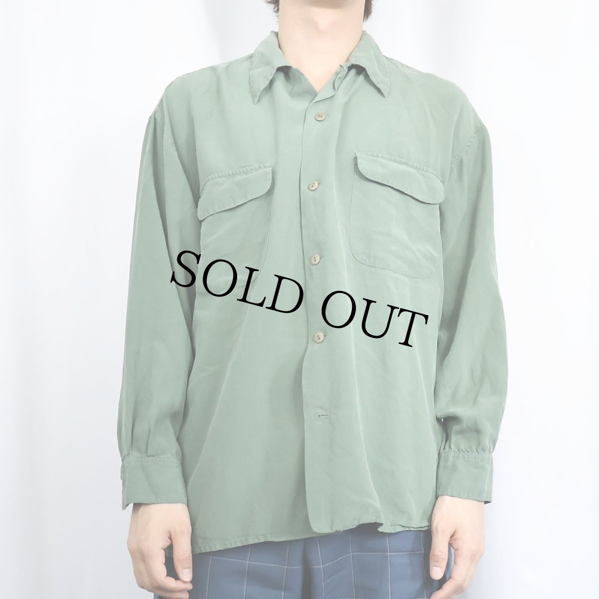 画像2: 90's Neiman Marcus シルクオープンカラーシャツ M (2)