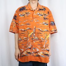 画像2: 90's POLO SPORT Ralph Lauren オールオーバーパターン コットンアロハシャツ XL (2)