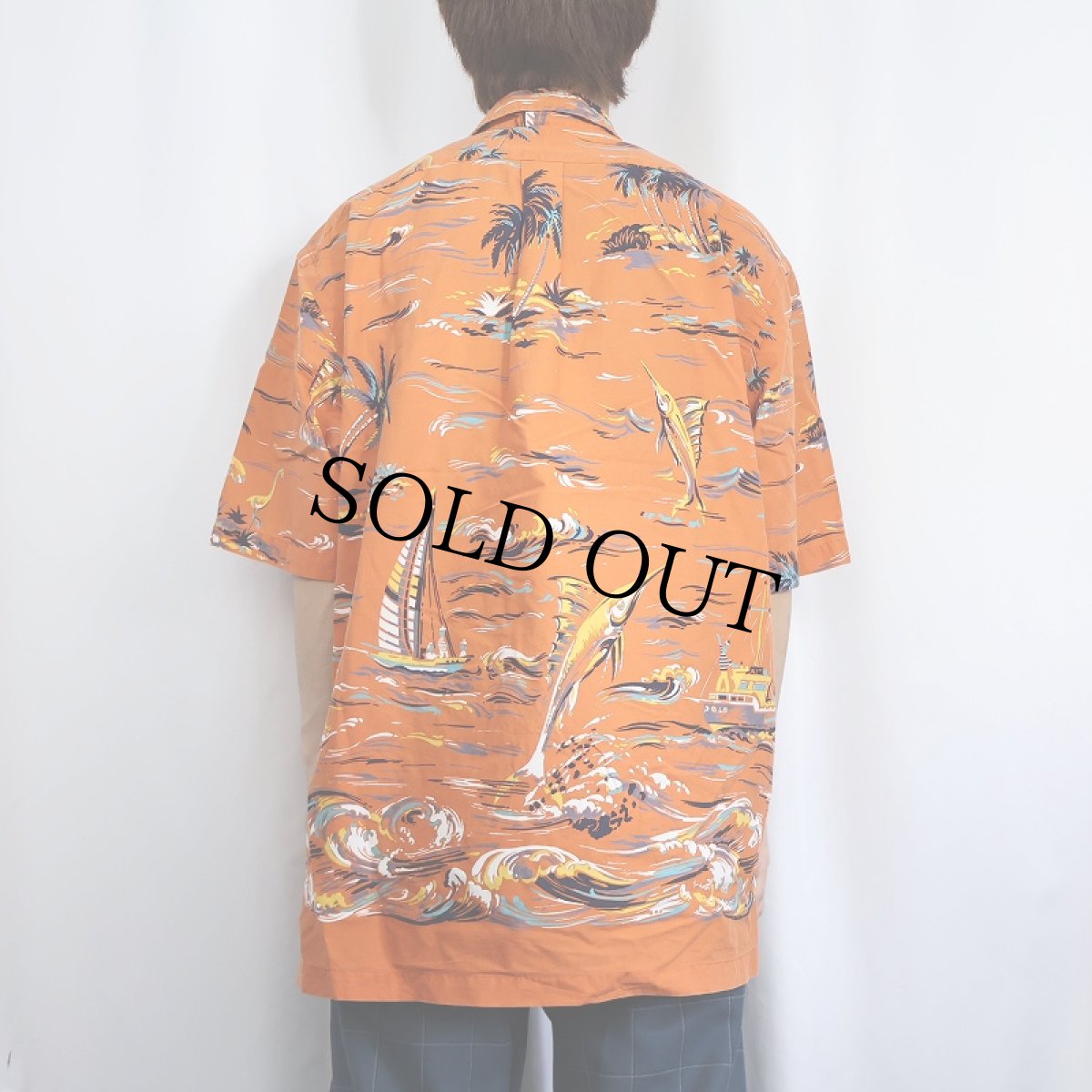 画像3: 90's POLO SPORT Ralph Lauren オールオーバーパターン コットンアロハシャツ XL (3)