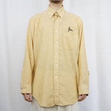 画像3: 〜60's ARROW USA製 "EARLY TIMES" チェーン刺繍 ポリエステル×コットンボタンダウンシャツ (3)