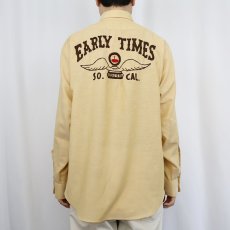画像4: 〜60's ARROW USA製 "EARLY TIMES" チェーン刺繍 ポリエステル×コットンボタンダウンシャツ (4)