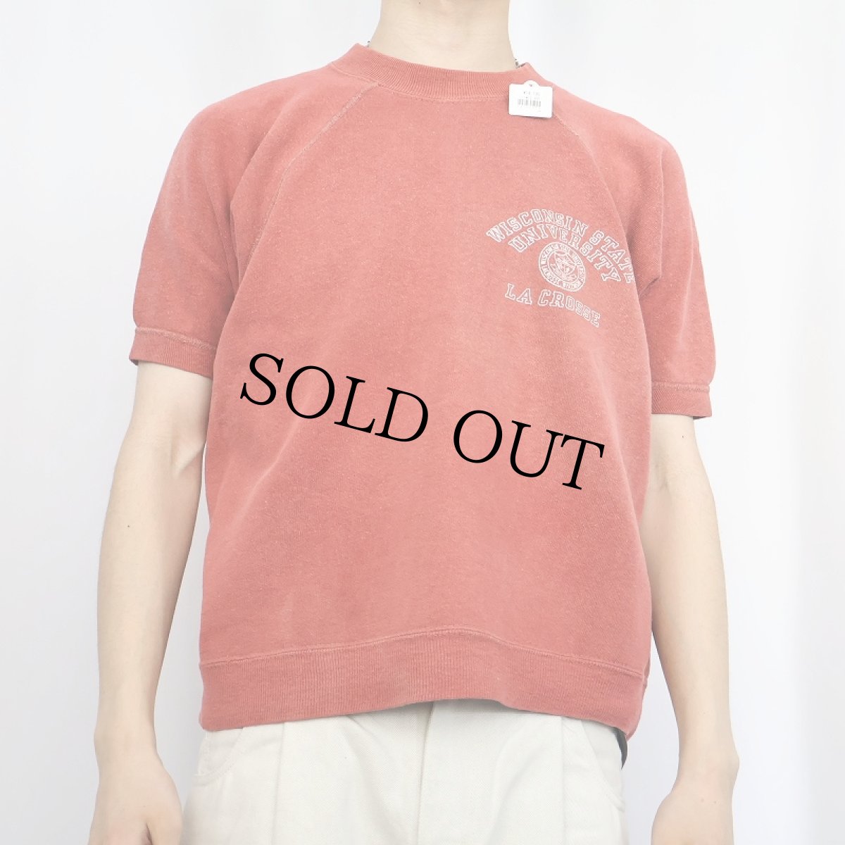画像2: 60〜70's Champion PRODUCTSタグ "WISCONSIN STATE UNIVERSITY" プリントラグランスウェット M (2)