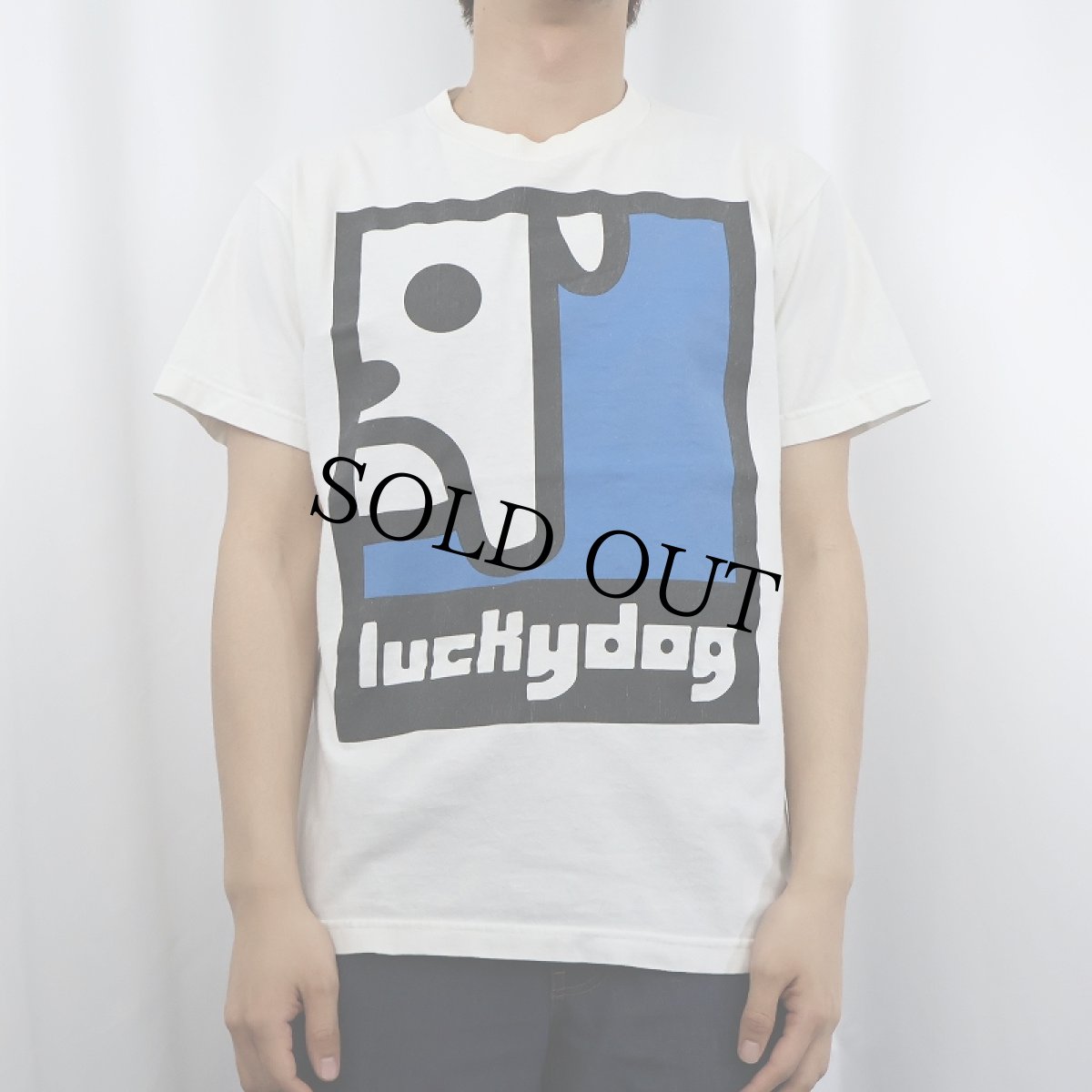 画像2: USA製 "luckydog" 犬プリントTシャツ M (2)