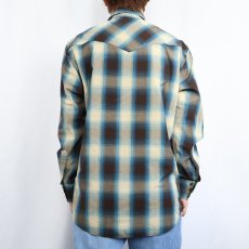 画像3: PENDLETON オンブレーチェック柄 コットン×ポリエステル ウエスタンシャツ M (3)