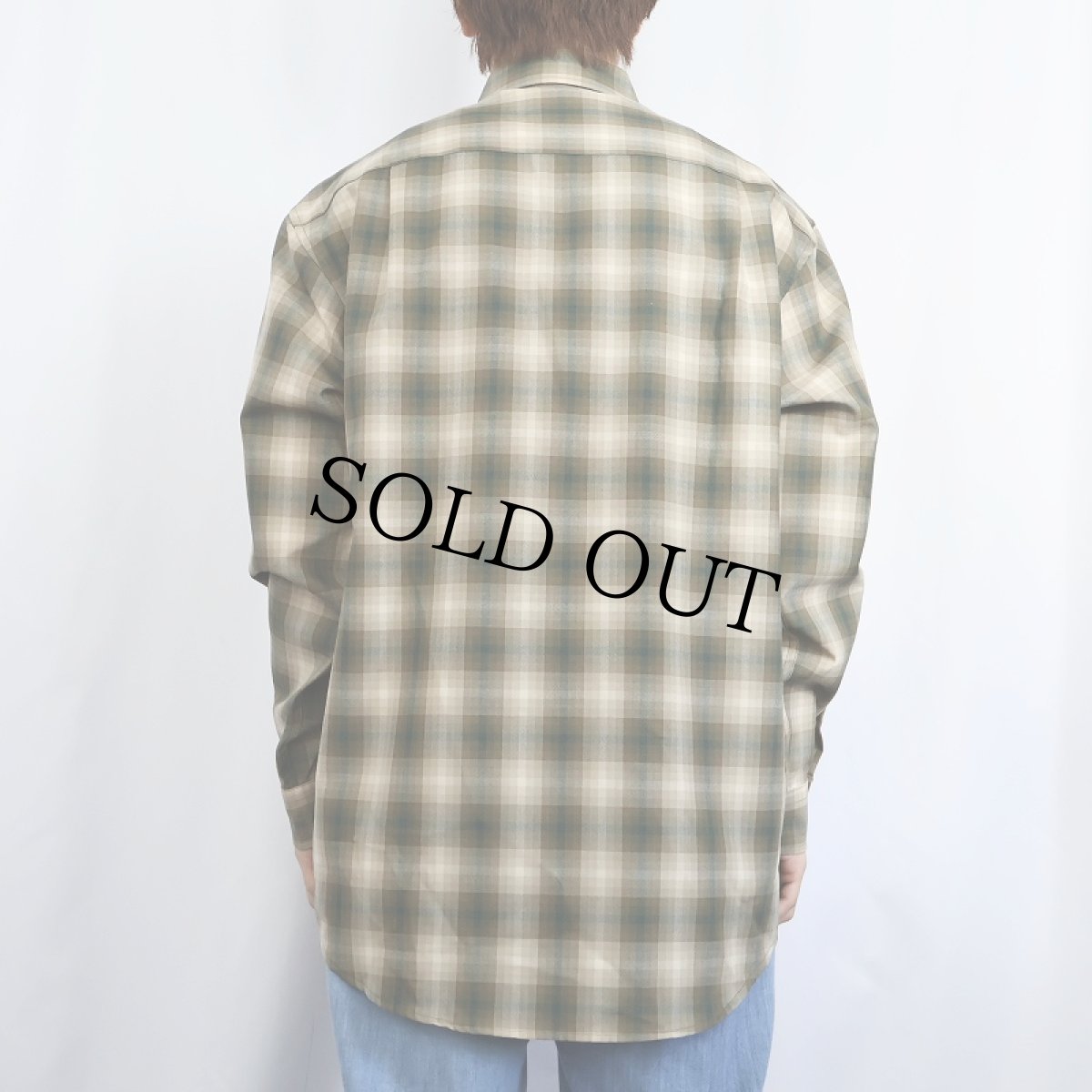 画像3: 90's PENDLETON オンブレーチェック柄 ウールボタンダウンシャツ M (3)