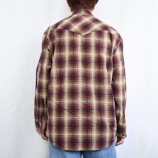 画像3: PENDLETON オンブレーチェック柄 コットン×ポリエステル ウエスタンシャツ M (3)