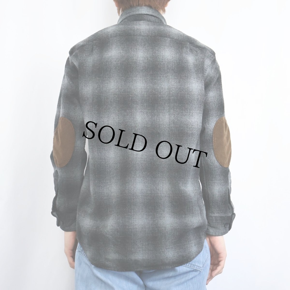 画像3: PENDLETON オンブレーチェック柄 エルボーパッチ付き ウールシャツ M (3)