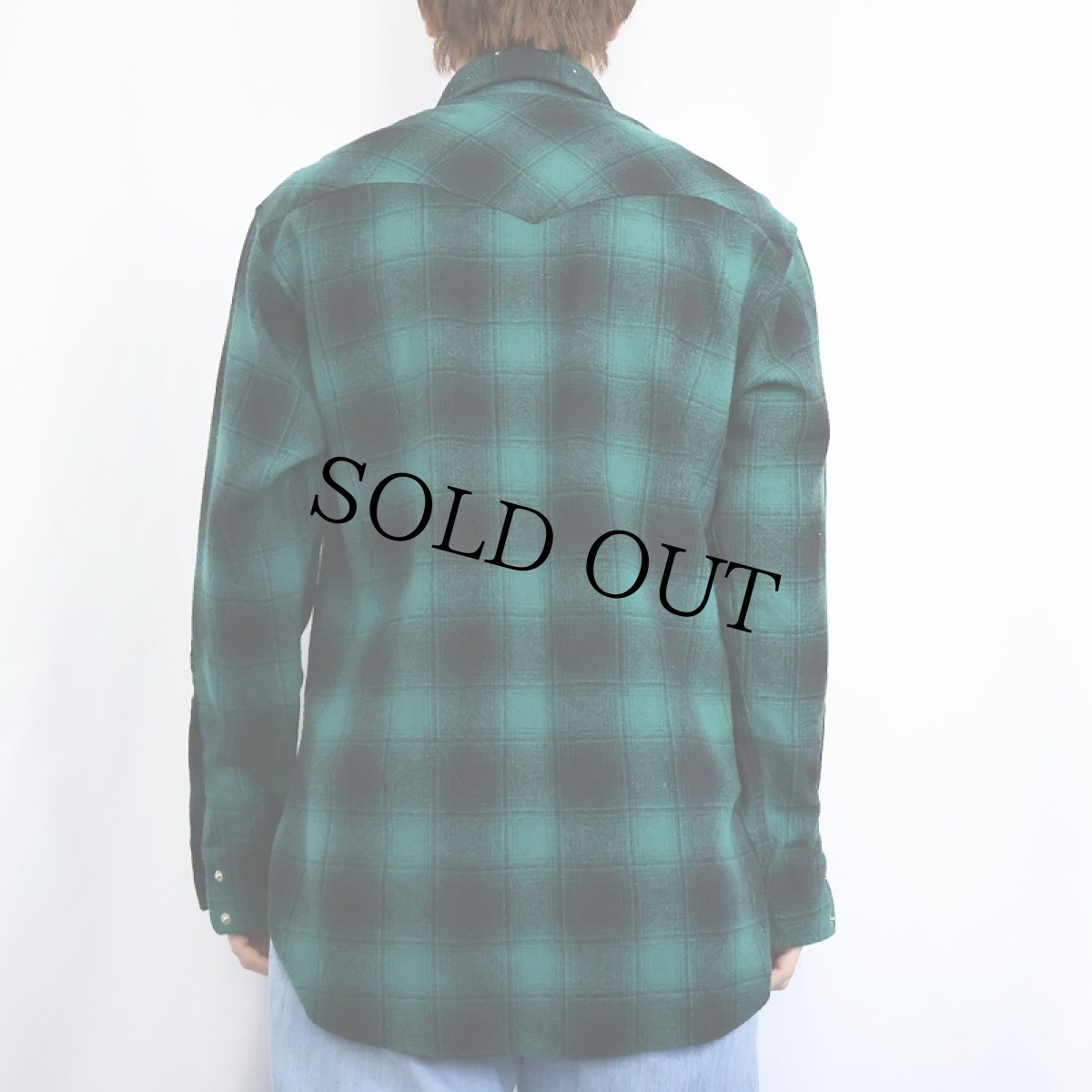 画像3: 90's PENDLETON USA製 オンブレーチェック柄 ウールウエスタンシャツ M (3)