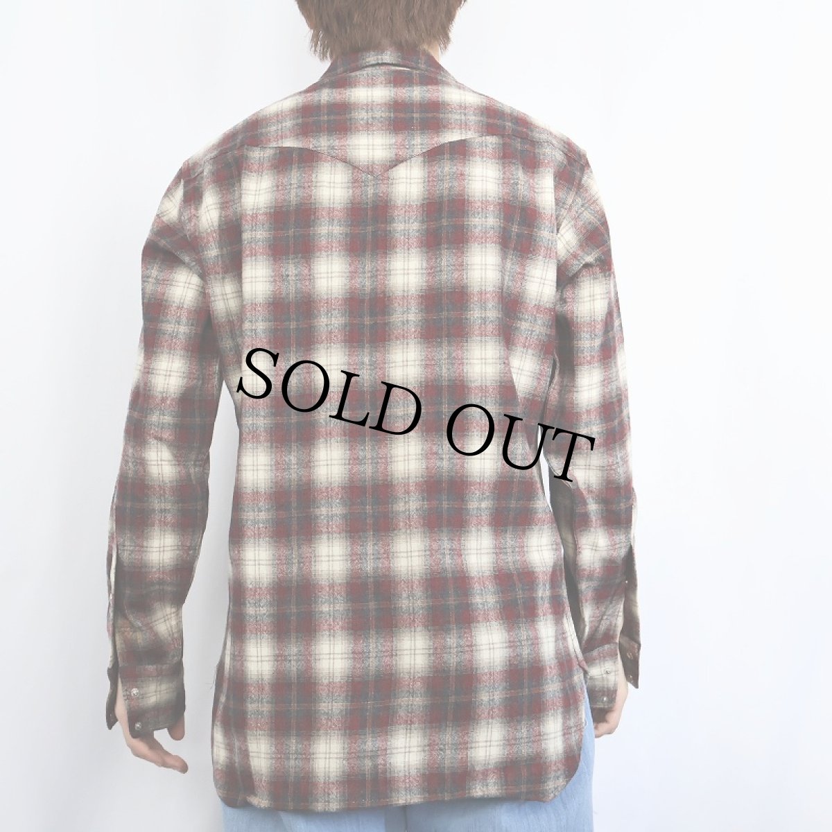 画像3: 70's PENDLETON オンブレーチェック柄 ウールウエスタンシャツ M (3)