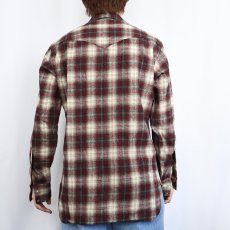 画像3: 70's PENDLETON オンブレーチェック柄 ウールウエスタンシャツ M (3)