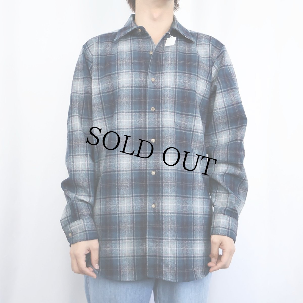 画像2: 70's PENDLETON USA製 オンブレーチェック柄 ウールシャツ M (2)